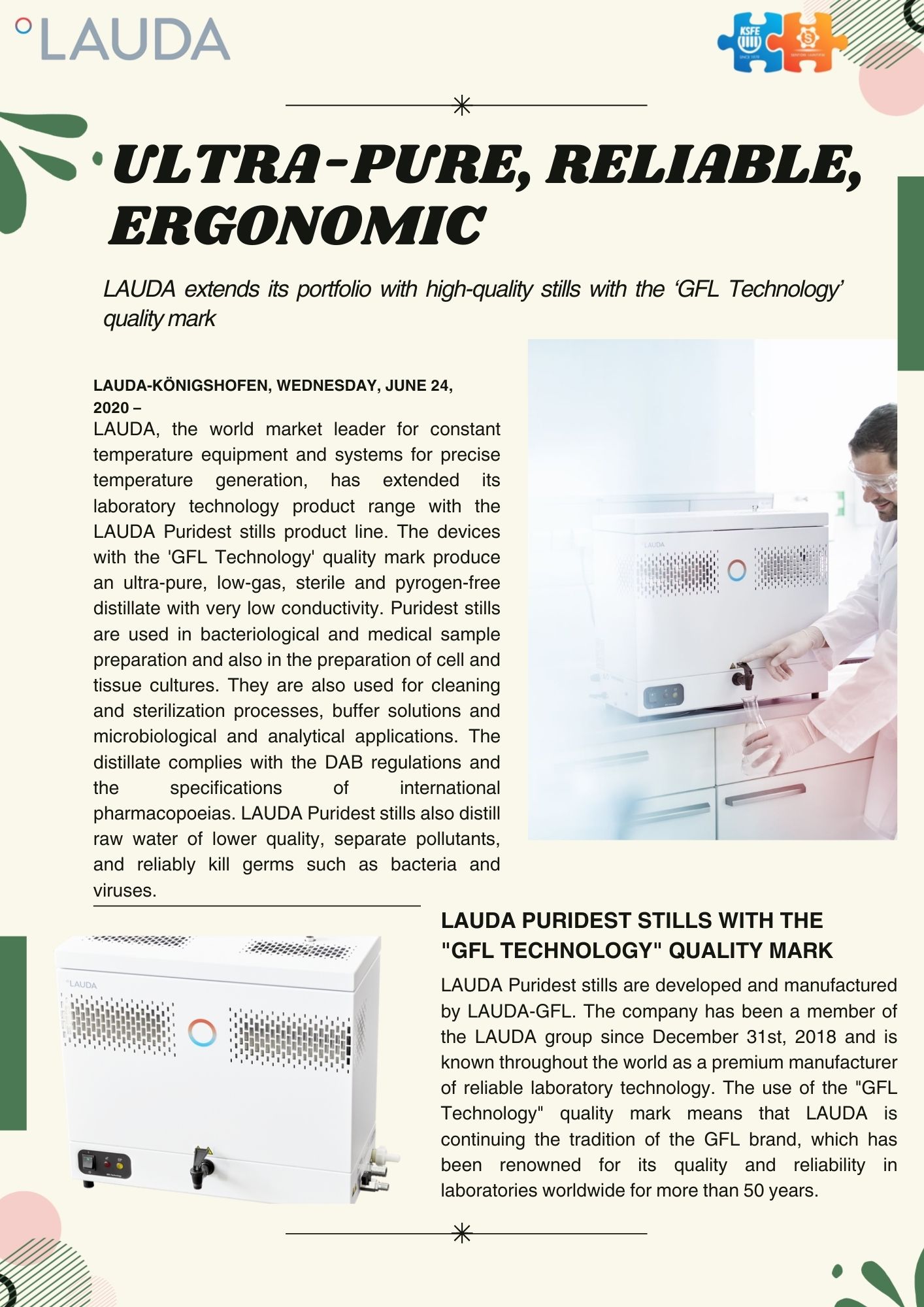 LAUDA ULTRA-PURE, RELIABLE, ERGONOMIC