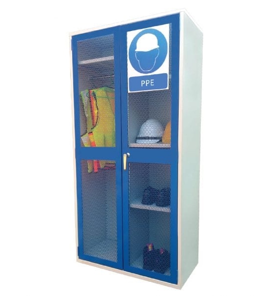 PPE Storage Cabinet with Wire Mesh Metal Door