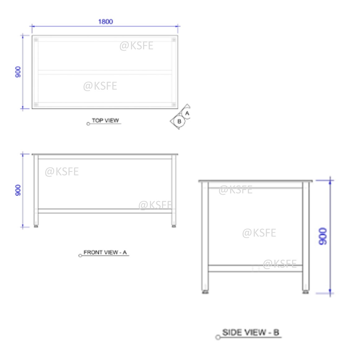 Island Work Bench, H Frame (Phenolic Top / Stainless steel top)