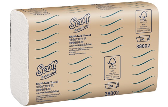 KIMBERLY CLARK SCOTT® 38002 Essential™ Multi-Fold Hand Towel 24cm x 19.5cm ( 250's/pack x 16 packs/carton)