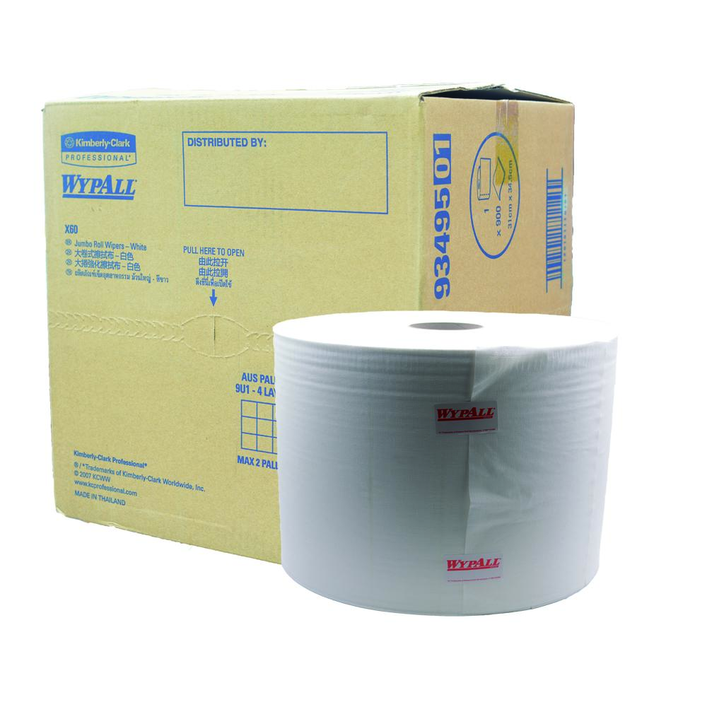 KIMBERLY CLARK WYPALL 93495 X60 JUMBO ROLL WIPER 31cm x 34.5cm ( 900'S per roll)