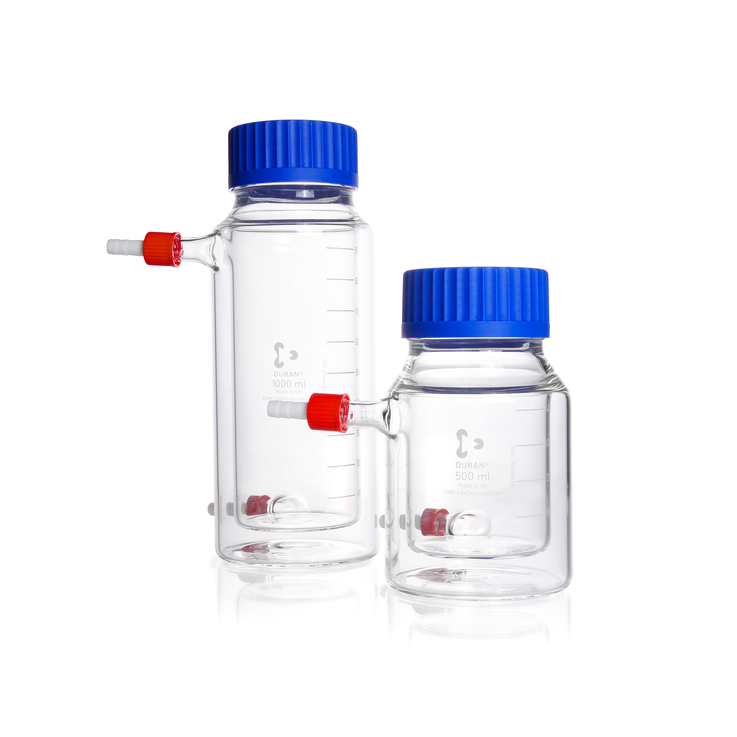 DURAN® GLS 80® Laboratory Bottle, double walled (jacketed), wide mouth, clear