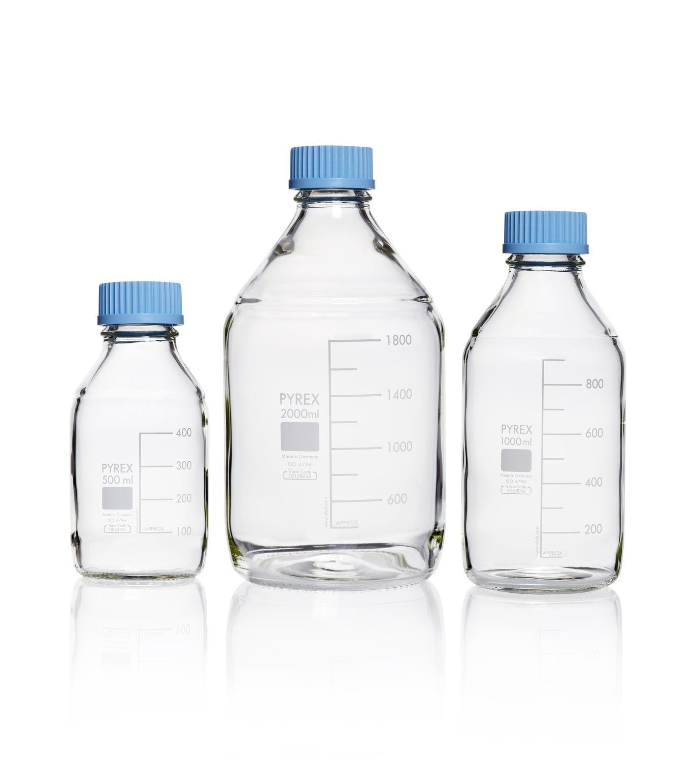 PYREX® Laboratory Bottles, media-lab, with cap and pouring ring