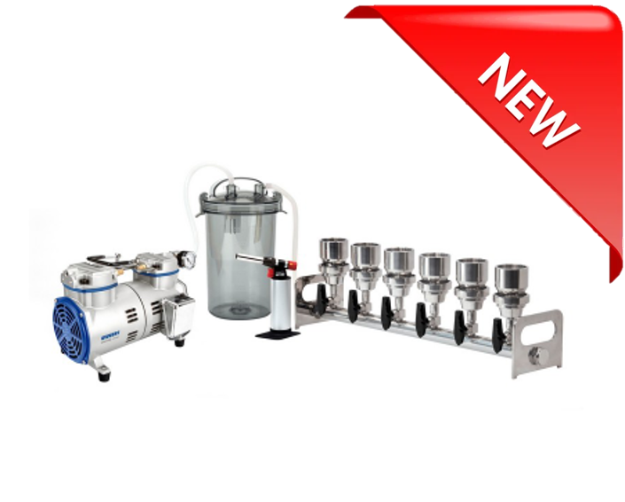 Wiggens Multi-branch filtration system with 6-branch manifold (stainless steel), BioVac630B