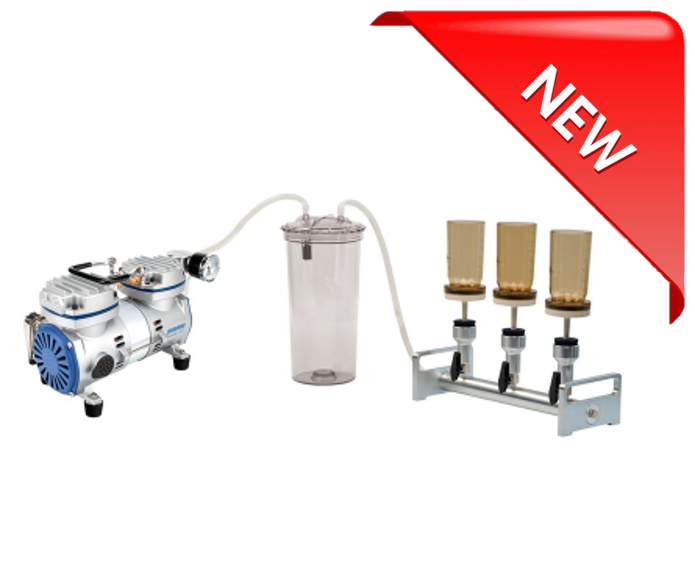 Wiggens Multi-branch filtration system with 3-branch manifold (stainless steel); Magnetic filter cups, BioVac320A
