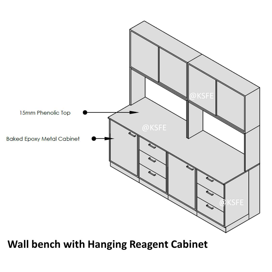 Wall bench with Hanging Reagent Cabinet