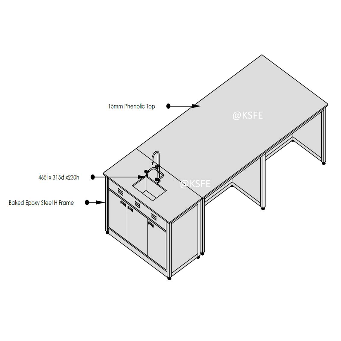 Island Bench with End Sink