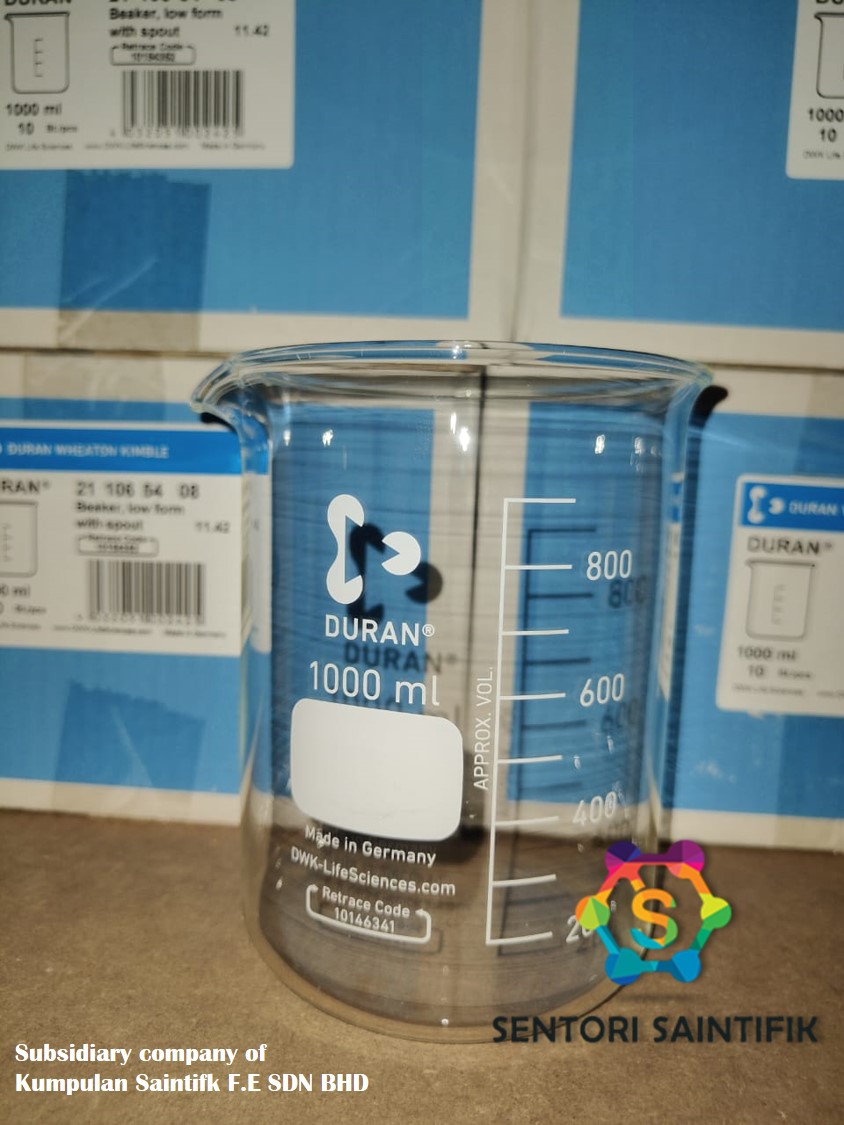 DURAN Beaker Low Form, Borosilicate Glass With Spout