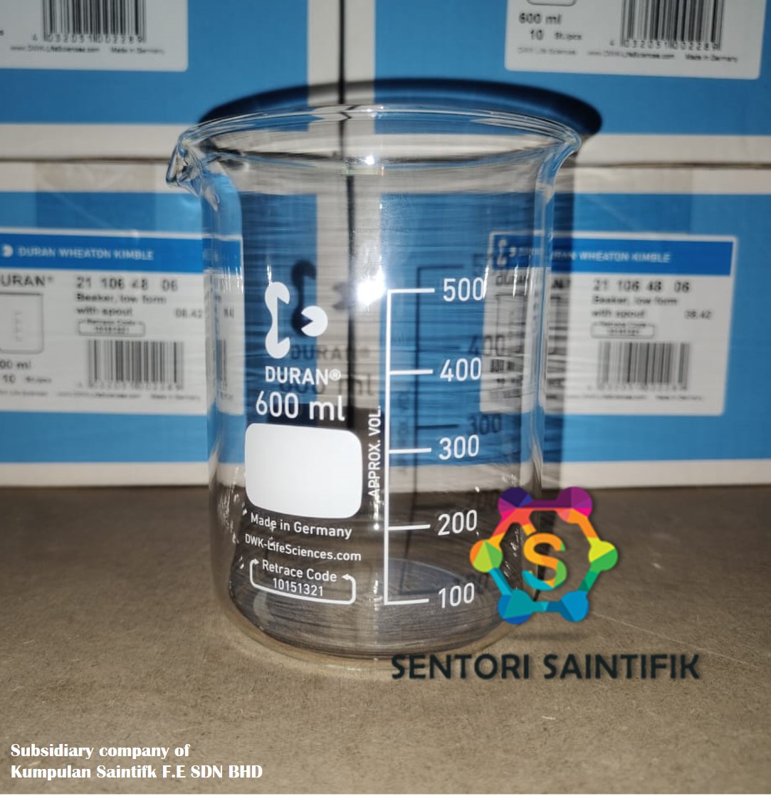 DURAN Beaker Low Form, Borosilicate Glass With Spout