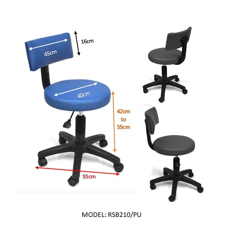 ROUND LAB STOOL WITH BACKREST