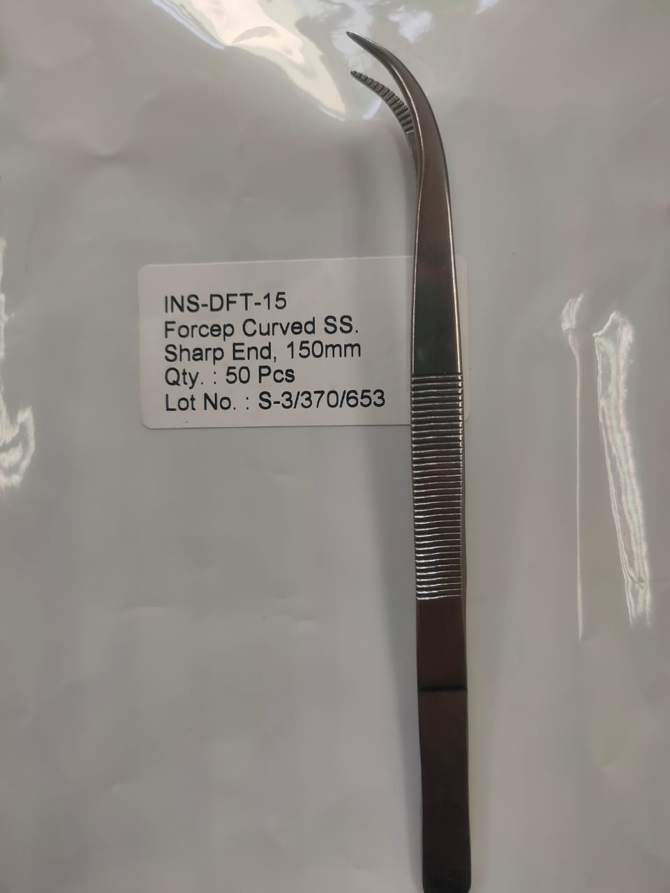 Forcep, Stainless Steel, Sharp Curve End, For Membrane Paper