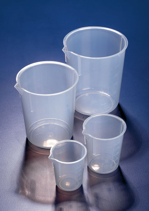 AZLON Beakers, Tapered, Moulded Graduation, Polypropylene