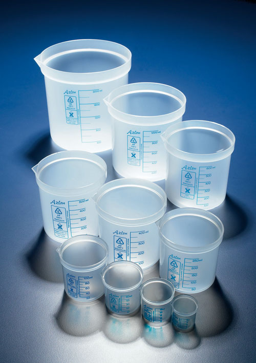 Beakers, Straight Sided, Classic Blue Printed Graduations, Polypropylene