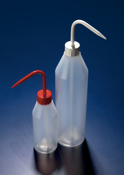 AZLON® Wash Bottles, Slope shoulder, Plain, White Cap