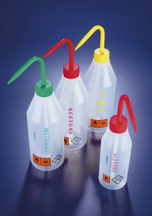 AZLON® Wash Bottles, Slope Shoulder, Printed
