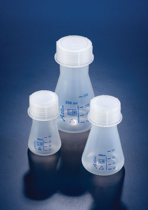 AZLON® Conical Flask, Screw Cap, Polypropylene