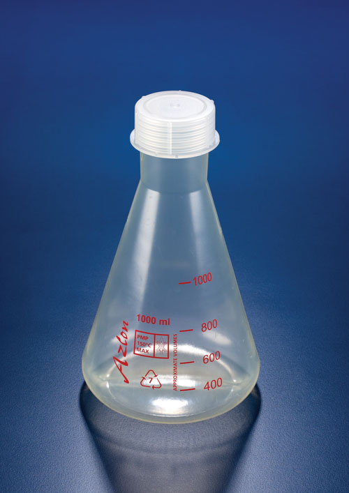 Azlon Conical Flask, Screw Cap, PMP (TPX)