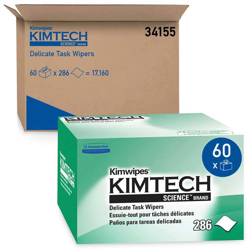 KIMBERLY CLARK 34155  Kimwipes Lens Cleaning Tissues/Wipes  11.4cm x 21.6cm (280's/box, 60 boxes/carton)