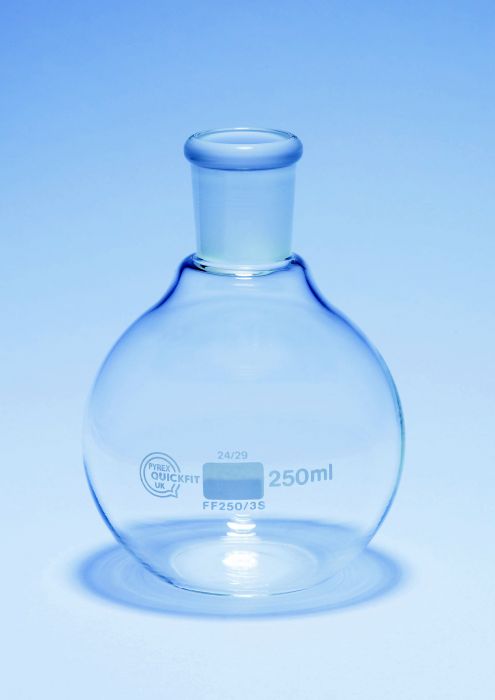 PYREX QUICKFIT® Boiling Flasks Flat Bottom, Short Neck, with Standard Ground Joint