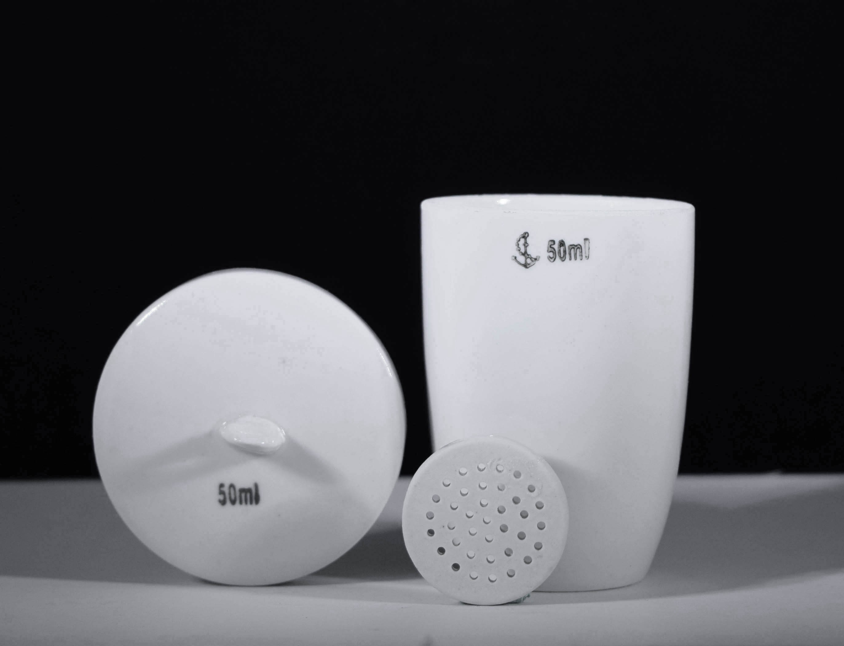 Gooch Crucible with Perforated Holes, Porcelain With Lid and Disc